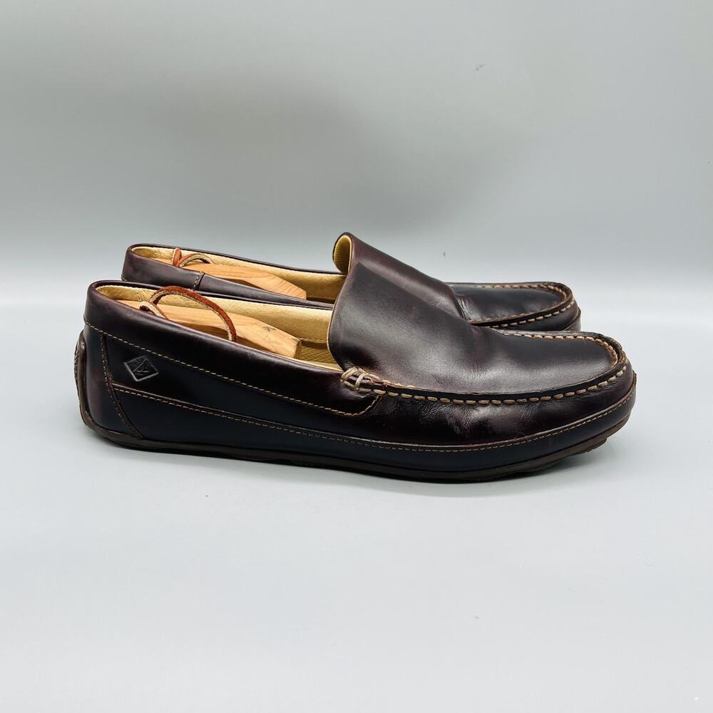 Sperry Shoes Mens 9.5 Brown Leather Top Sider Driving Moc Loafers Casual Comfort